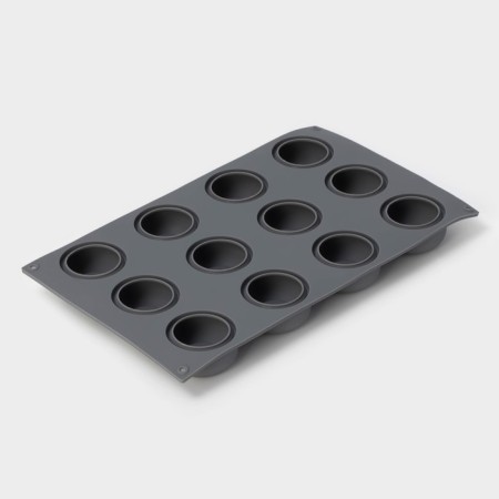 Form for baking and mousse desserts Konfinetta "FOLD", silicone, 28.8 × 17.1 × 2.6 cm, 12 cells (4.2 × 2.5 cm), color gray color-3