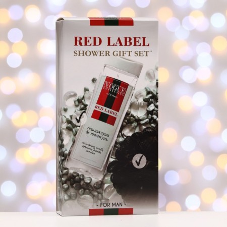 Подарочный набор мужской Red Label: гель для душа 250 мл + мочалка микс-1