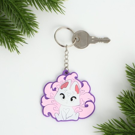 Key keychain, rubber, anime "Girl", 5.7 x 6.2 cm-2