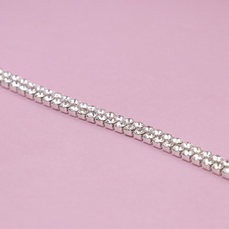 Chain with rows, 2 rows, metal, glass, 4 mm, 4.5 ± 0.5 m, silver color-1