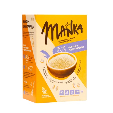 Sanny groats "Manka" with small grinding grinding of half a half, 500 grams