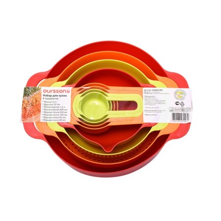 Kitchen set 8 in 1, colander 22 cm/bowls/measuring spoons-2
