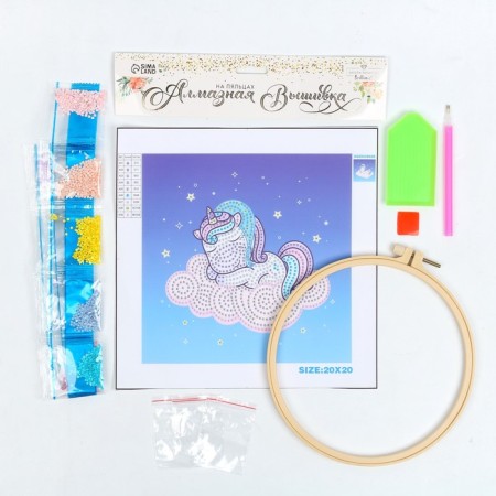 Diamond embroidery on the hoop "Unicorn on a cloud"
