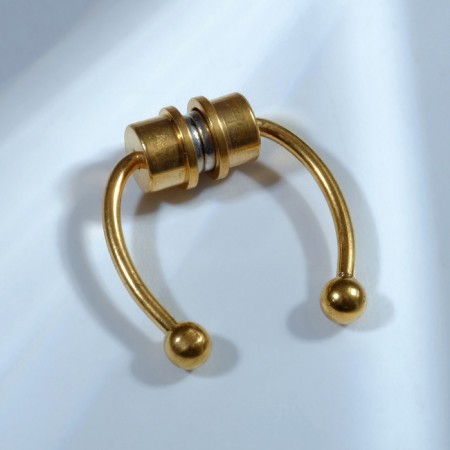 Nose piercing (fake for septum) with interchangeable nozzles, on magnet, l = 17 mm, color gold-1
