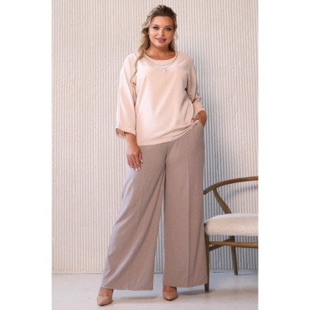 Female blouse, size 46, beige color-5