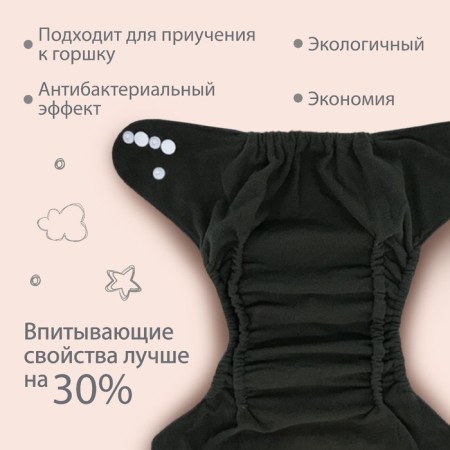 Panties-scammer, reusable, carbon-bamboo fabric, “chanterelles”, from 0-12 months.-1