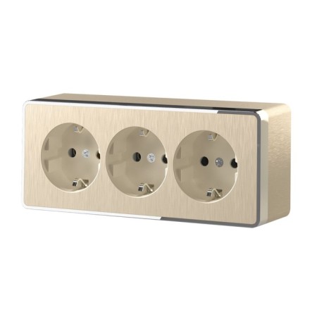 The w5073110 socket is triple with grounding and curtains, shampan