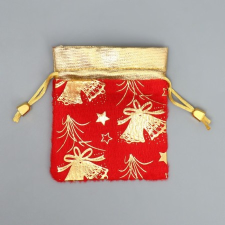 Bag gift plush "New Year's salutes", bells, embossing, 10 x 12 cm +/- 1.5 cm, New Year-5