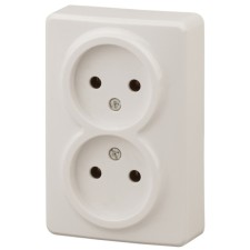 2x2p socket, 16A-250V, IP20, OU, ERA expert, ivory