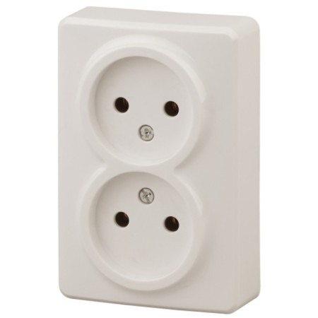 2x2p socket, 16A-250V, IP20, OU, ERA expert, ivory