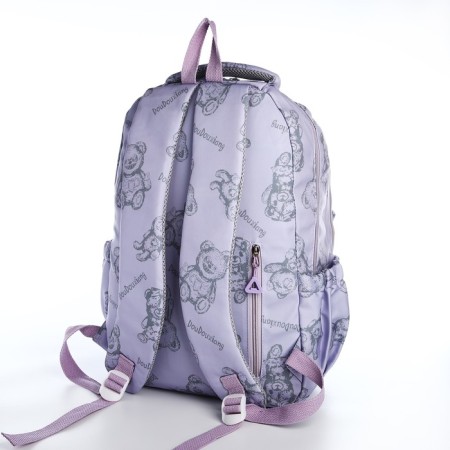 School backpack of textiles on lightning, 4 pockets, lilac color-3