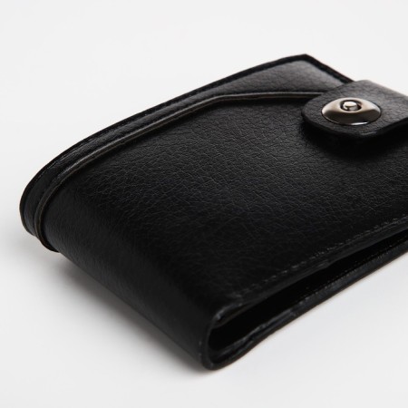 Male purse for magnet, department for bills, for maps, for coins, black color-2