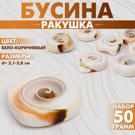 Busina "shell" spiral, 2.1-2.8 cm, set 50 g, white-brown color