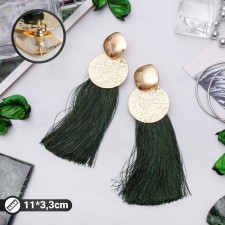 Earrings Assorted Hindi's Brushes, green color in gold, l brush 8 cm