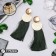 Earrings Assorted Hindi's Brushes, green color in gold, l brush 8 cm