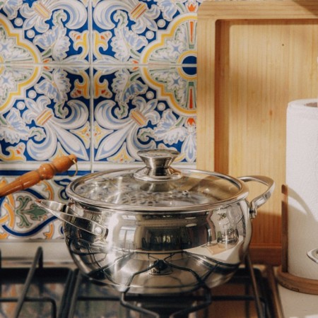 Stainless steel pan Sl Home "Olla", 4 l, d = 22 cm, h = 10.5 cm, with a lid, the capsule, induction-6