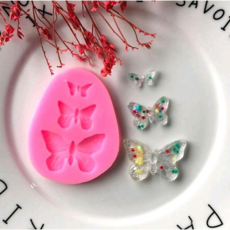 Mold Silicon "Butterflies" 3 objects 0.8x7x5.5 cm-2
