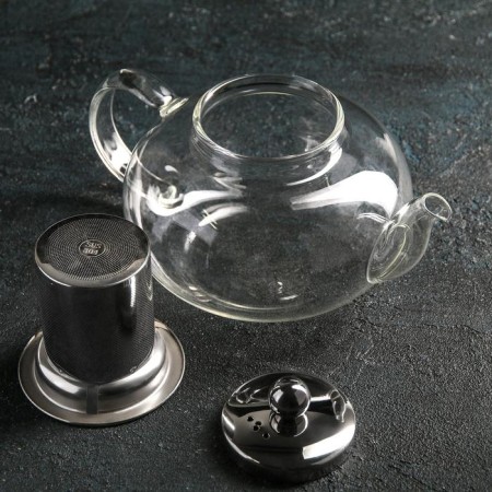 Glass teapot with metal sieve "Caliopa", 800 ml-1