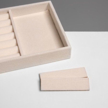A stand for decorating 3 cells and 7 strips for rings, phlock, 21 × 12.3 × 2.5 cm, beige color-3