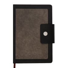 The diary is notathered, A5, 140l, cage, region, on the button, black/gray