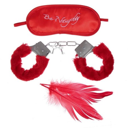A set of lovers, 3 objects: handcuffs, bandage, feather