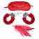 A set of lovers, 3 objects: handcuffs, bandage, feather