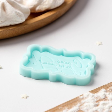 Silicone Mold “Happy Birthday”, 6 × 3.7 × 0.6 cm, turquoise color-2