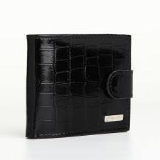 Male purse on the button, Textura, for cards, for coins, black color