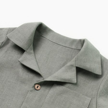 Костюм детский (рубашка и шорты) Крошка Я Linen, р. 86-92, серый-1