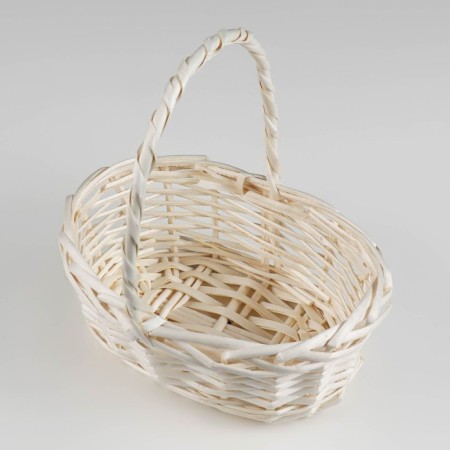 A set of wicker baskets, willow, 3 pcs., Oval, white, large-4