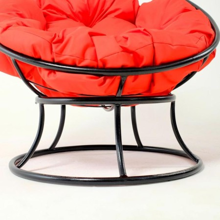 Armchair "Papasan" mini, with a red pillow, black frame, 81x68x77cm-3