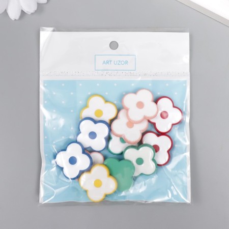 Acrylic beads "Flowers" MIX 0.4x2.3x2.3 cm-3