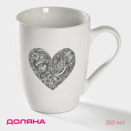 Porcelain share mug "Heart", 350 ml, white color