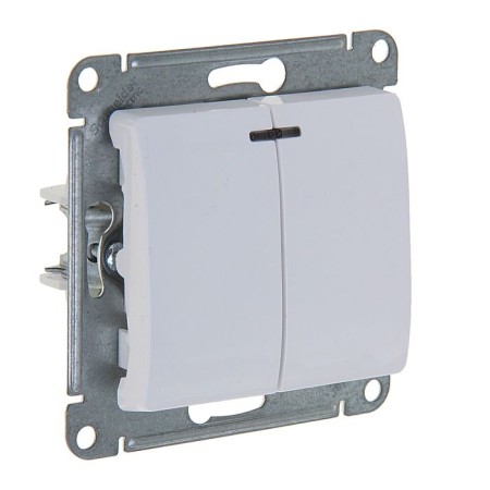 Glossa switch Sche GSL000153, 10 A, 2 keys, with backlight, hidden, white