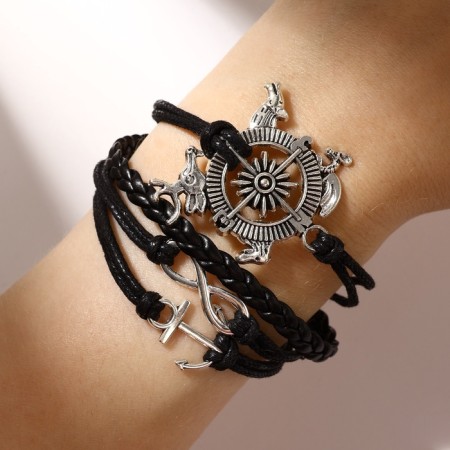 Unisex Bracelet "Magic of Signs" Compass, black color with black silver, 18 cm-3
