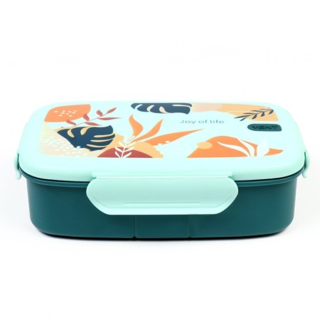 Lunch-Box "Vent. Joy of Life", 1 l, with a spoon, 22.7 x 14 x 7.2 cm, turquoise