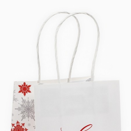 Gift package "Happy New Year", snowflakes, white craft, 12 x 21 x 9 cm, new year-5