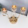 Metal candlestick, acrylic on 3 candles "jardin" gold 30x12x31 cm