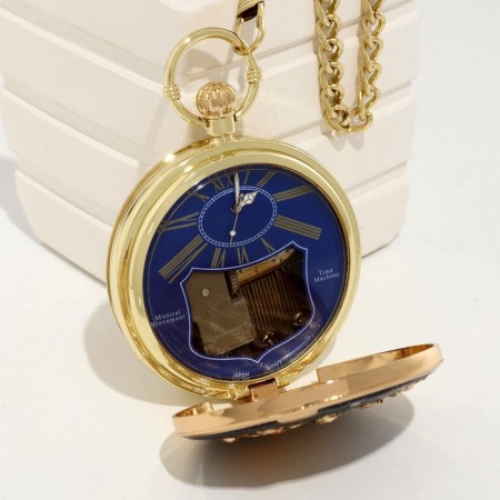 The clock is pocket, musical "Cosmos", quartz, d dial-5.9cm, chain L-36.5cm, gold-5