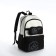 Young backpack from a lightning textile, 3 pockets, a bag, a suitcase holder, black/white color