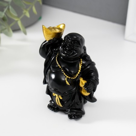 NECKE Polystone "Hothee with a gold ingred and pumpkin groat" Black 4.5x6.7x9 cm-4