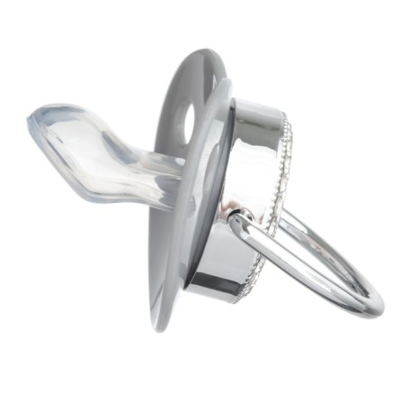 Nipple - Orthodontic dummy I love dad, with a cap, +6 months, white/silver, rhinestones-5