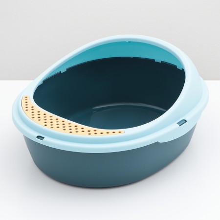 A rounded toilet round 48.2 x 40.5 x 25.5 cm, blue/blue-3
