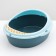 A rounded toilet round 48.2 x 40.5 x 25.5 cm, blue/blue