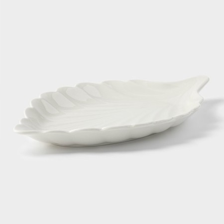 Ceramic "Leaf" dish, 25.5 × 14.5 cm, white color-2