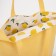 The shop bag is bilateral, without fastening, outer pocket, yellow color