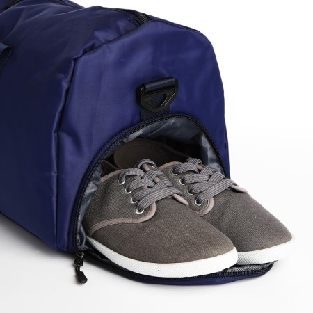 Board Road on a zipper, external pocket, shoe detachment, suitcase holder, long belt, blue color-4
