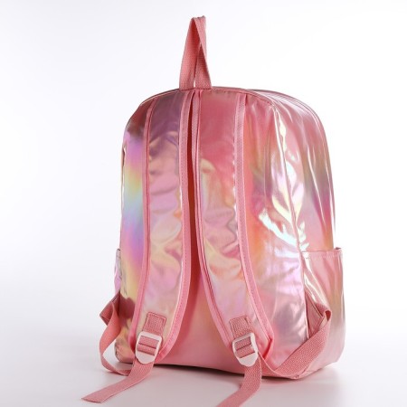 Youth backpack on lightning from textiles, pink color-3