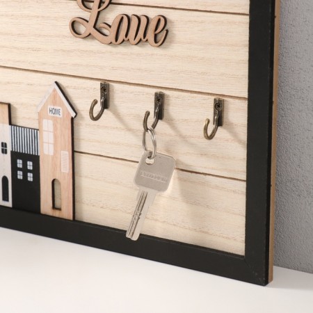 Hooks decorative wood "houses in the frame" 31x24 cm-1