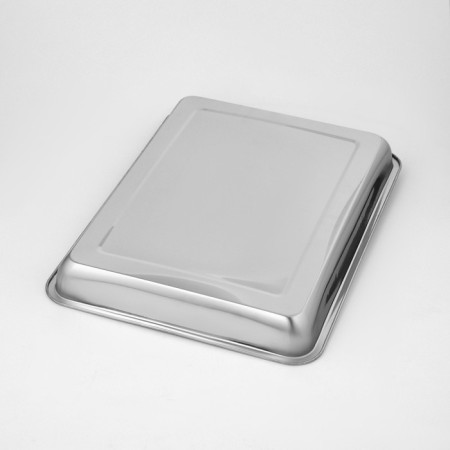 Stainless steel tray, 44.5 × 35.5 cm, thickness 1 mm, silver color-5